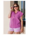 Balloon - Still Musselin Bluse - lila