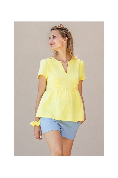 Balloon - Still-Musselin Bluse Moon - yellow
