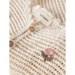 LilAtelier - Strickjacke mit Blumen - Coconut Milk