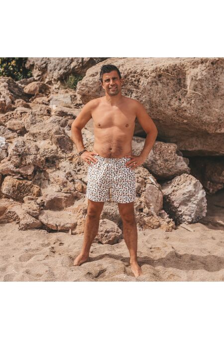 Salted Stories – Pommegranate | Swim Short Men – White Swan
