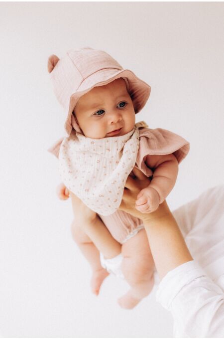 Wooly - MUSLIN BIB - GOTS - SS26 - PINK FLOWERS