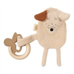 Wooly - CRINKLE DOG WITH WOODEN TEETHER - SS26 - SMOKE...