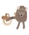 Wooly - CRINKLE MOUSE WITH WOODEN TEETHER - SS26 - CINDER - onesize
