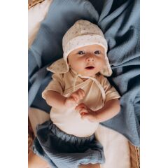 Wooly - MUSLIN SUN HAT - GOTS - SS26 - ECRU WITH BLUE...