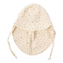 Wooly - MUSLIN SUN HAT - GOTS - SS26 - ECRU WITH BLUE FLOWERS