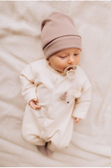 Wooly - BABY BEANIE HAT 2X1 RIB - GOTS - SS26 - PINK SAND
