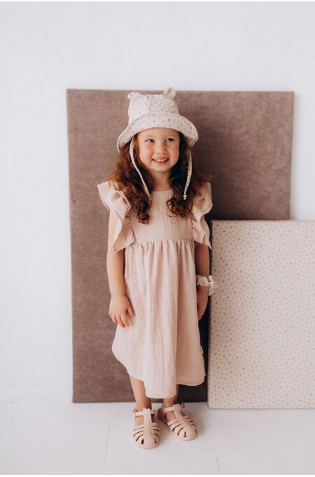 Wooly - MUSLIN DRESS WITH RUFFLES - GOTS - SS26 - LIGHT OLD PINK