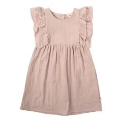 Wooly - MUSLIN DRESS WITH RUFFLES - GOTS - SS26 - LIGHT OLD PINK