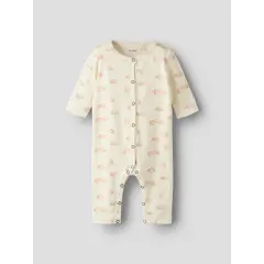 LilAtelier - Strampler mit Wolken Print - Turtledove/Rosa