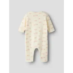 LilAtelier - Strampler mit Wolken Print - Turtledove/Rosa