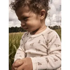Lil Atelier - Langarmbody mit Fuchs - Wolle - Turtledove FOX
