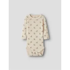 Lil Atelier - Langarmbody mit Blumen - Wolle - Turtledove...