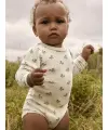 Lil Atelier - Langarmbody mit Blumen - Wolle - Turtledove FLOWER