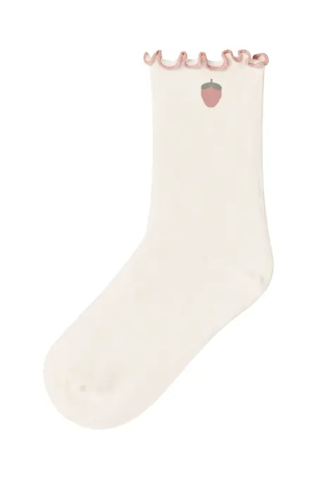 LilAtelier - Socken mit Erdbeeren - Coconut Milk