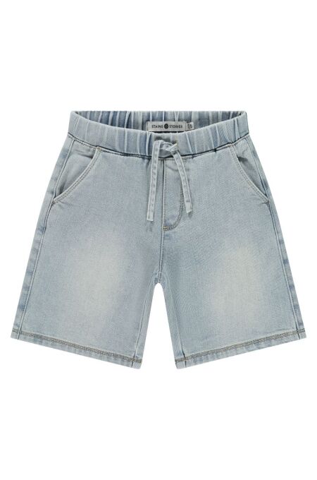Stains & Stories - boys denim short wide fit Pale blue denim