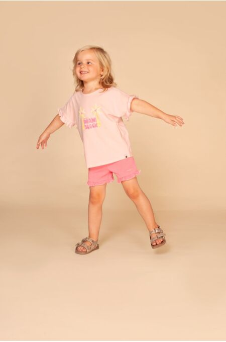 Stains & Stories - girls sweat short Neon Pink