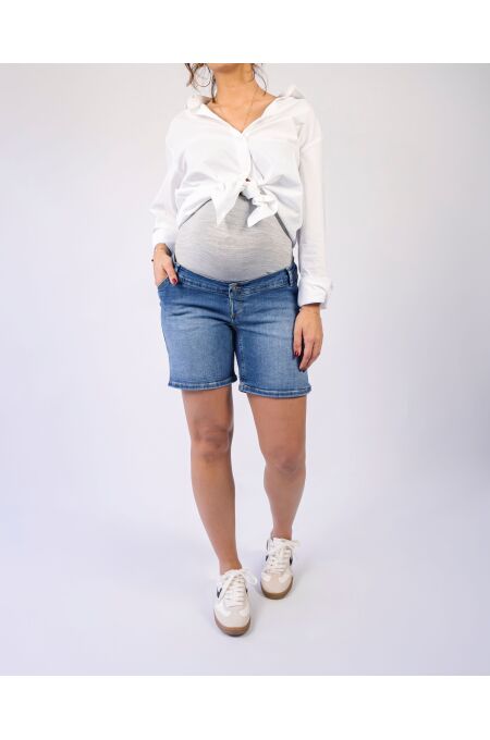Love 2 Wait Jeans Shorts Long Stone Wash
