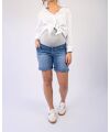 Love 2 Wait Jeans Shorts Long Stone Wash