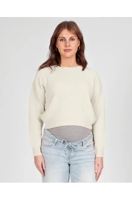 Love 2 Wait Knit Cropped Off White