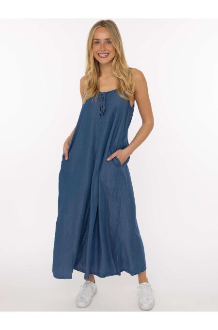 Zwillingsherz - Trägerkleid aus Lyocell denim - mittelblau
