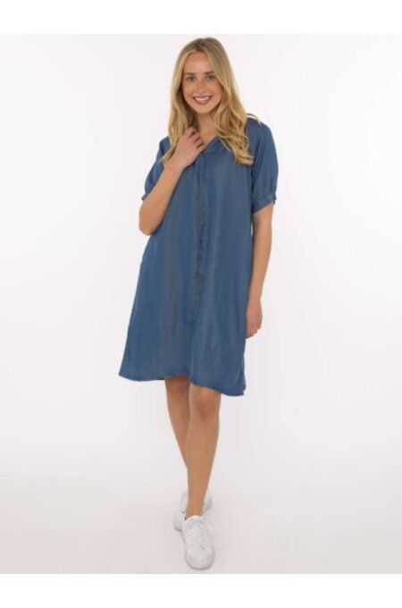 Zwillingsherz - Blusenkleid aus Lyocell - mittelblau