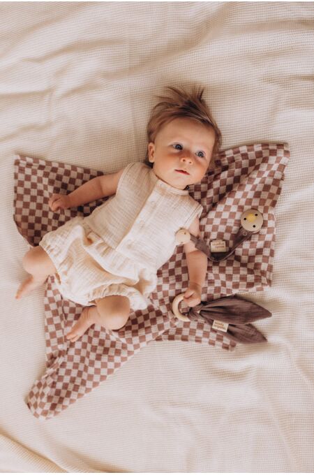 Wooly - MUSLIN EARS WITH WOODEN RING - GOTS - SS26 - BROWN