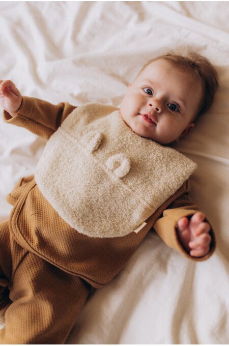 Wooly - BIB WITH TEDDY EARS - NOOS - ECRU