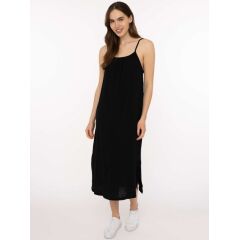Zwillingsherz - Trägerkleid Maxi Musselin - schwarz