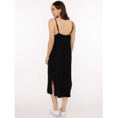 Zwillingsherz - Trägerkleid Maxi Musselin - schwarz