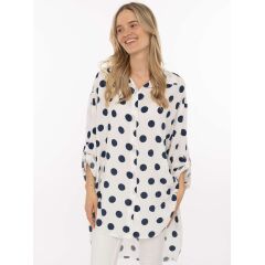 Zwillingsherz - Oversize Bluse Punkte - marine