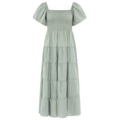 Zwillingsherz - Maxikleid Puffärmel - one size - salbei