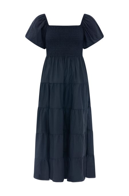 Zwillingsherz - Maxikleid Puffärmel - one size - schwarz