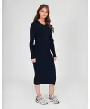 Love 2 Wait Dress Knit Belt Long Sleeves - Navy Blue