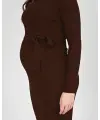 Love 2 Wait Dress Knit Belt Long Sleeves - Brown