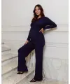 Love 2 Wait Shirt Knit Belt Long Sleeves - Navy Blue
