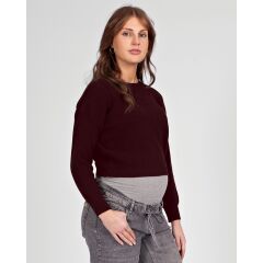 Love 2 Wait Knit Cropped - Burgundy