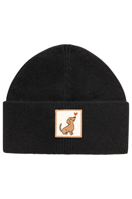 Zwillingsherz - Damen Mütze Modell: Wollmix "Dackel"-Farbe: black