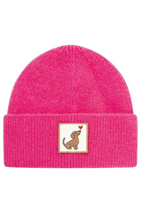 Zwillingsherz - Damen Mütze Modell: Wollmix "Dackel"-Farbe: pink