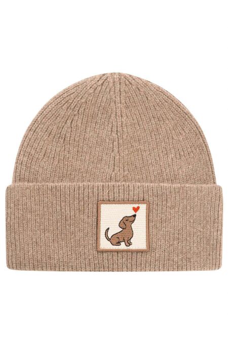 Zwillingsherz - Damen Mütze Modell: Wollmix "Dackel"-Farbe: taupe
