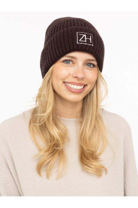 Zwillingsherz - Modell:100% Cashmere Mütze "ZH"-FB. braun