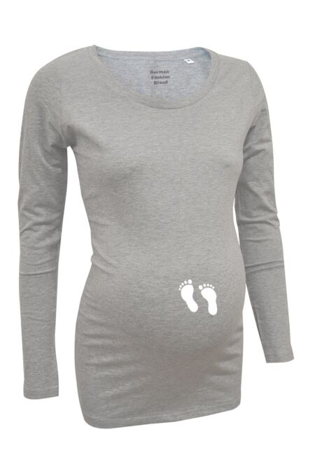 Love Rules - Langarm-Shirt LS - Babyfüße flex - grau meliert