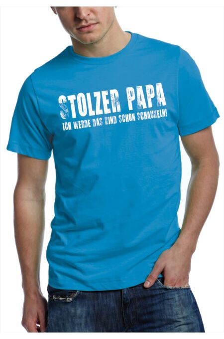 T-Shirt stolzer Papa - teal M