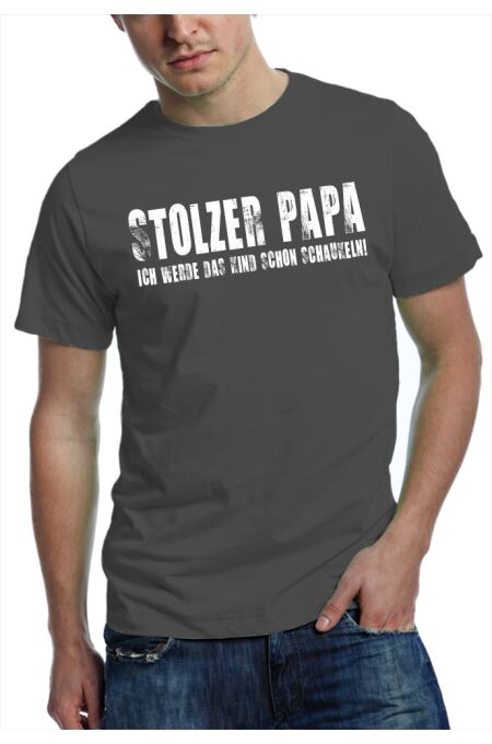T-Shirt stolzer Papa - stahlgrau XXL